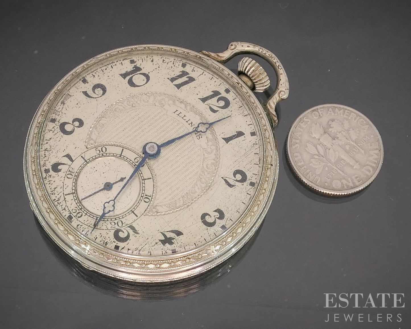 Antique Gold Filled Illinois 405 Art Deco 17j Pocket Watch p15060