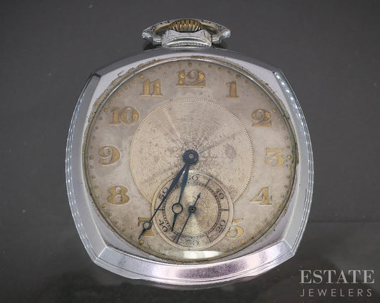 Antique Silver Tone Waltham Grade 235 17j Pocket Watch p15049