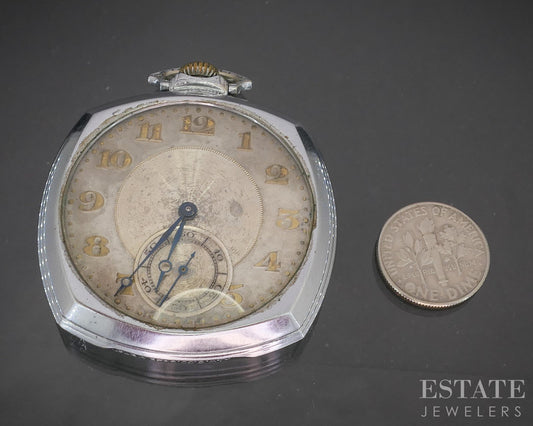 Antique Silver Tone Waltham Grade 235 17j Pocket Watch p15049