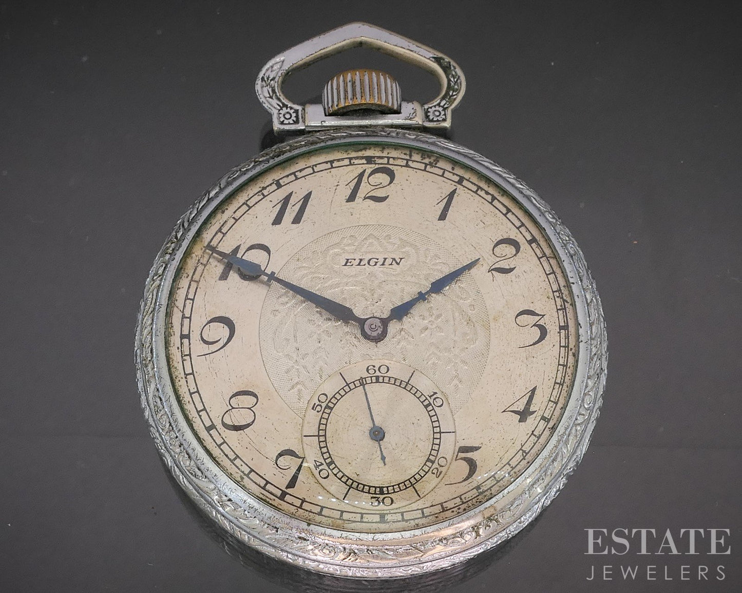 Antique Silver Tone Elgin Grade 387 17j Pocket Watch p15138