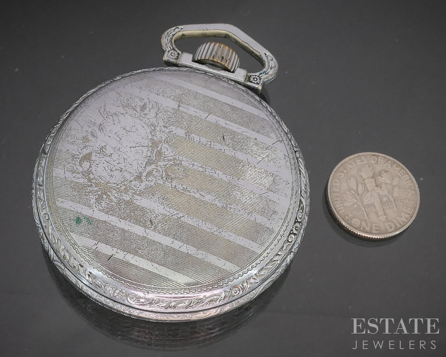 Antique Silver Tone Elgin Grade 387 17j Pocket Watch p15138