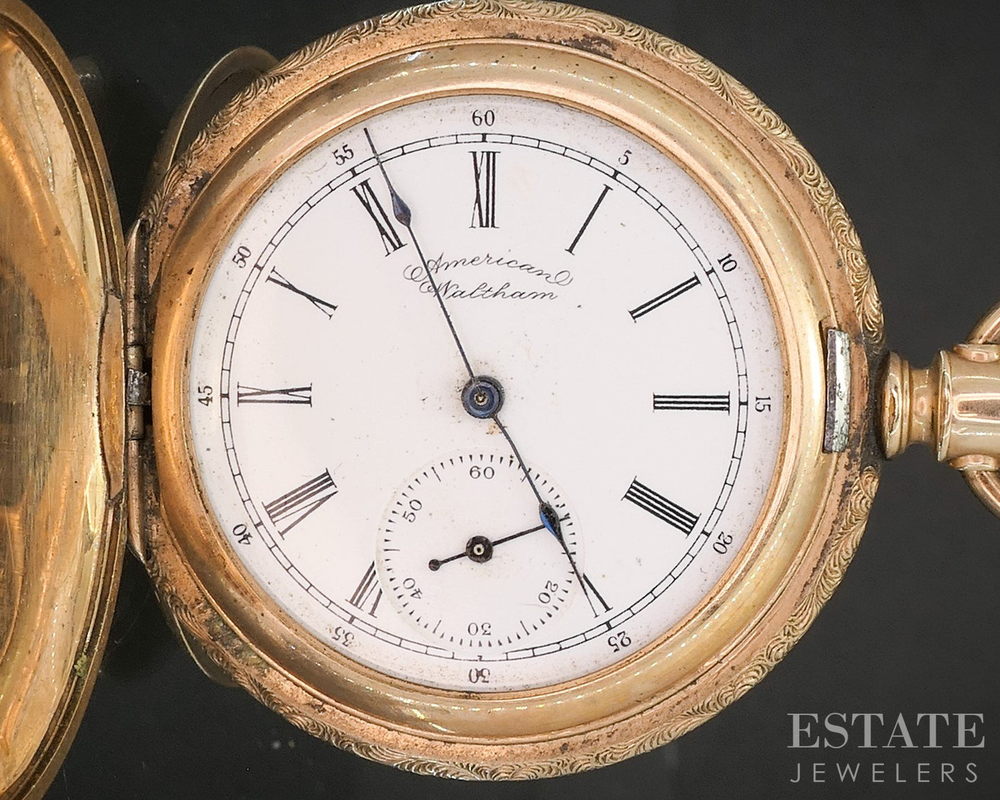 Antique Tri Colored Gold Filled Hunters Waltham Grade L Pocket Watch p15130