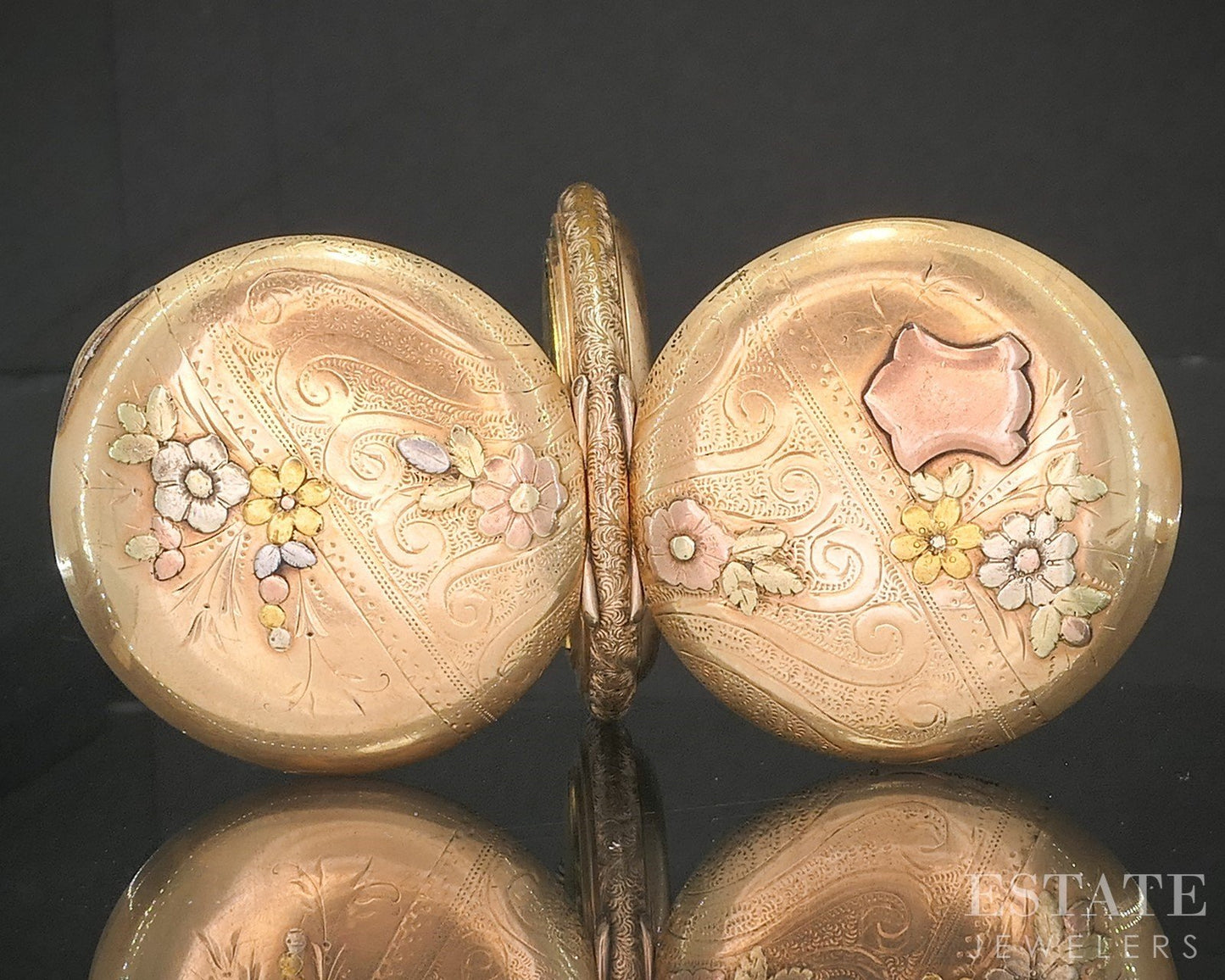 Antique Tri Colored Gold Filled Hunters Waltham Grade L Pocket Watch p15130