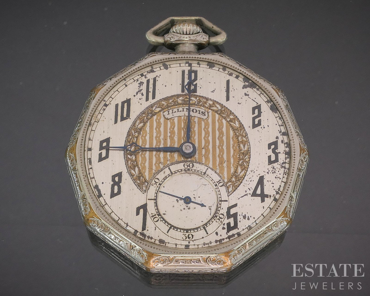 Antique Gold Filled Illinois 406 Art Deco 19j Pocket Watch p15059