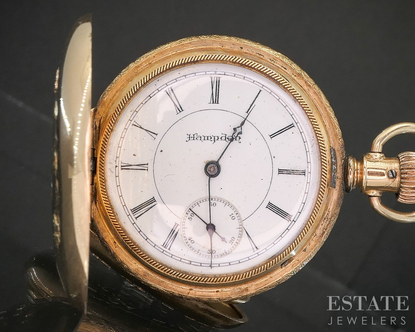 Antique Tri Colored Gold Filled Dove Hampden Grade 213 Pocket Watch p15131