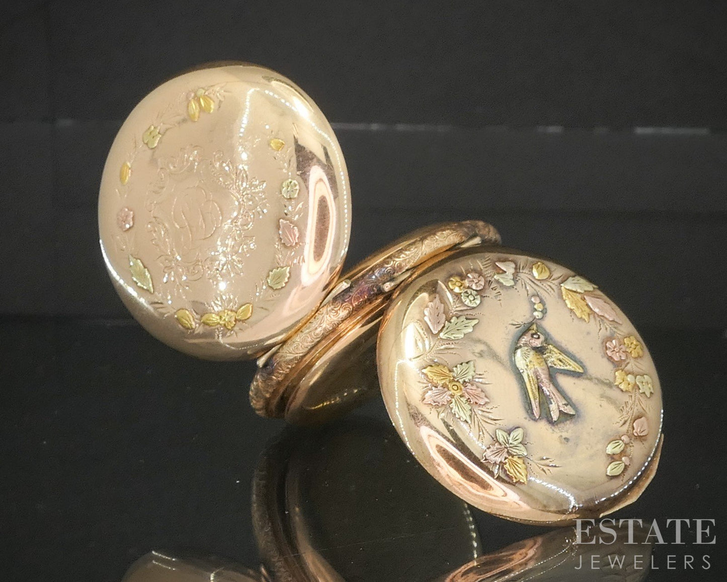 Antique Tri Colored Gold Filled Dove Hampden Grade 213 Pocket Watch p15131