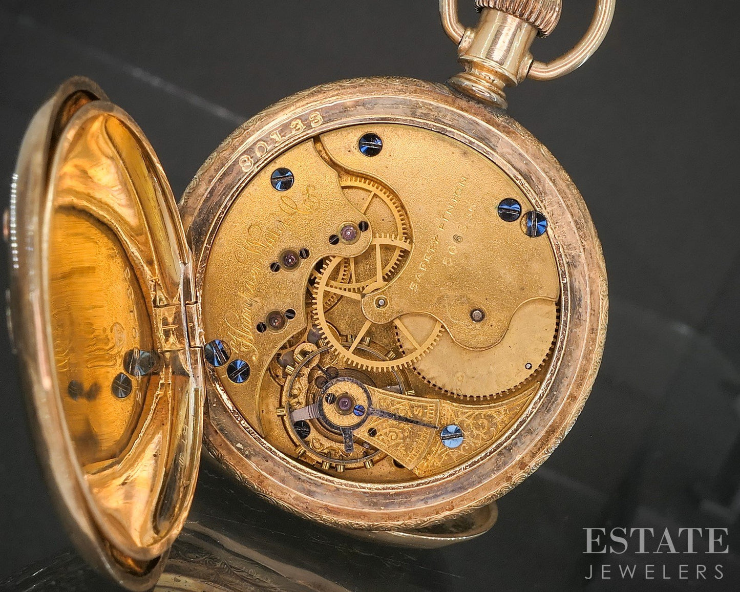 Antique Tri Colored Gold Filled Dove Hampden Grade 213 Pocket Watch p15131