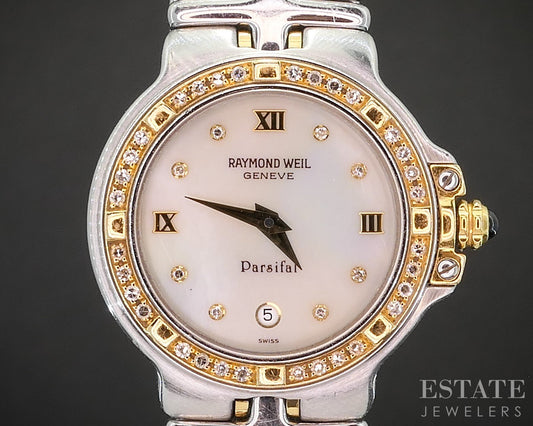 Raymond Weil Geneve Parsifal MOP Diamond Two Tone Bracelet Ladies Watch p15027