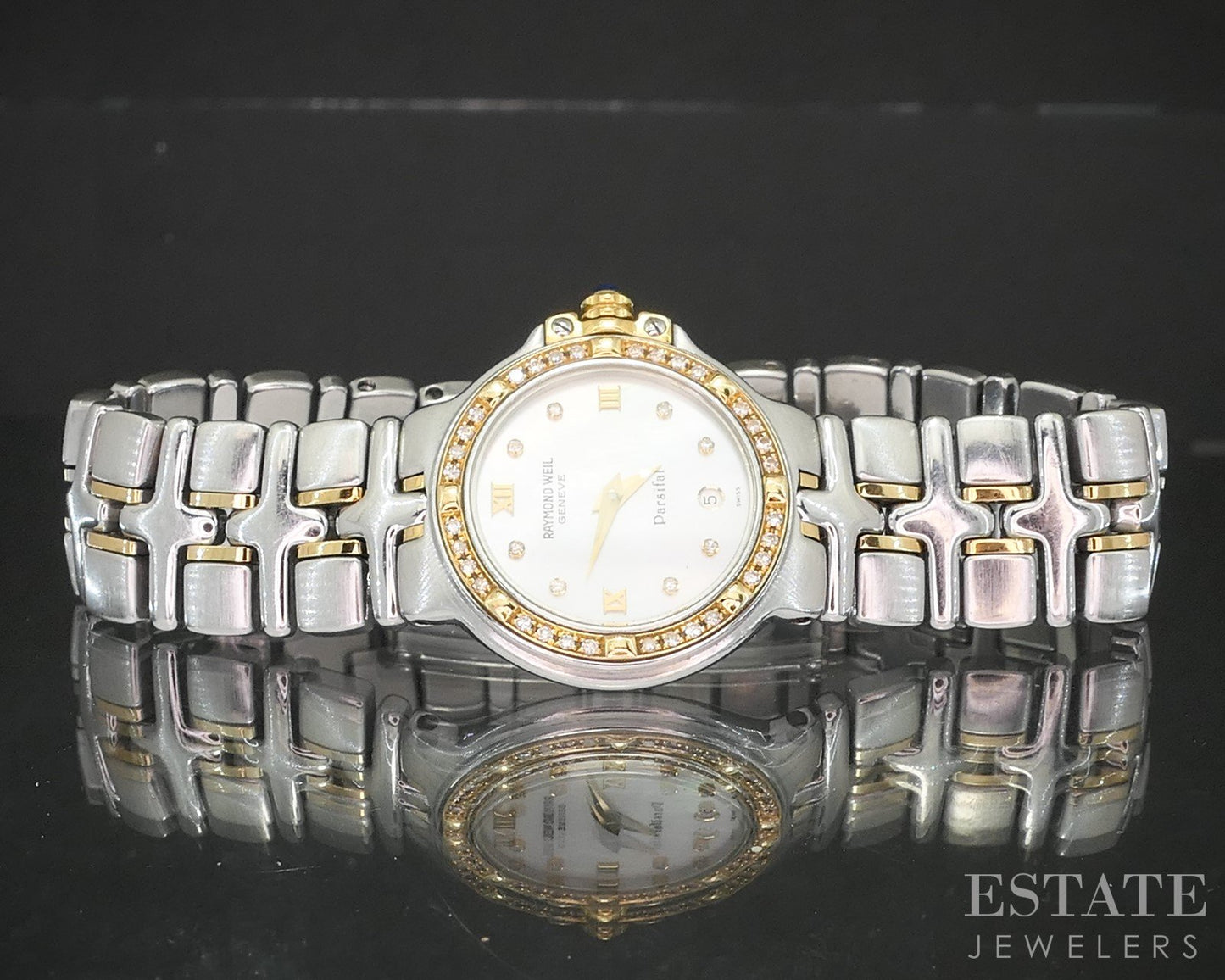 Raymond Weil Geneve Parsifal MOP Diamond Two Tone Bracelet Ladies Watch p15027