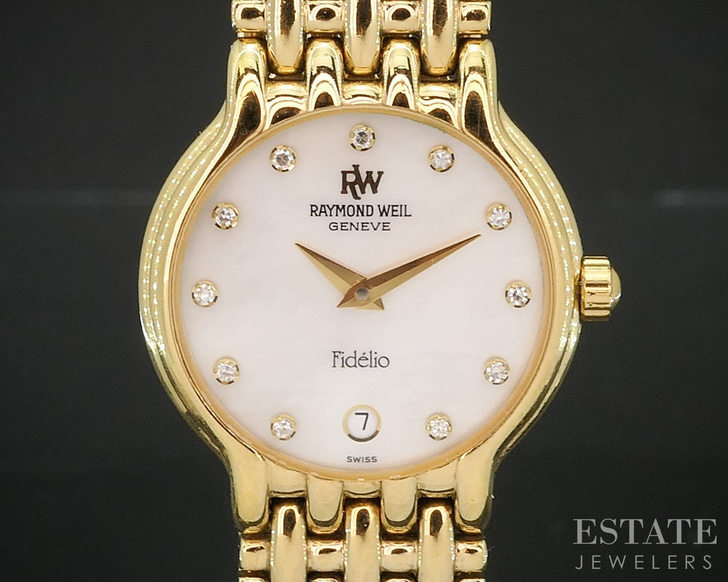 Raymond Weil Geneve Fidelio MOP Diamond Gold Tone Bracelet Ladies Watch p15026
