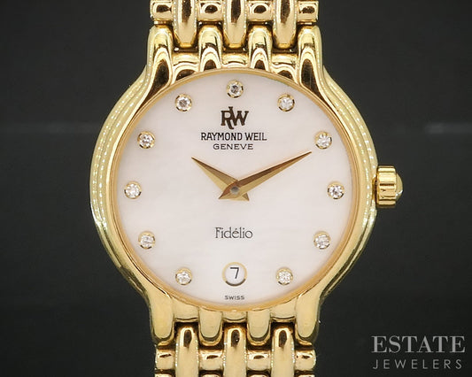 Raymond Weil Geneve Fidelio MOP Diamond Gold Tone Bracelet Ladies Watch p15026