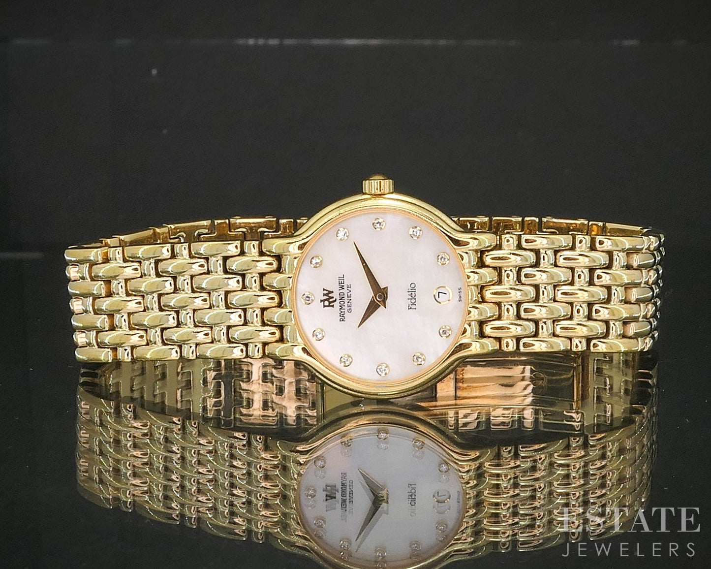 Raymond Weil Geneve Fidelio MOP Diamond Gold Tone Bracelet Ladies Watch p15026