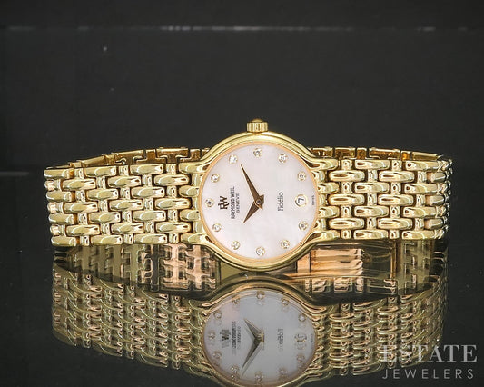 Raymond Weil Geneve Fidelio MOP Diamond Gold Tone Bracelet Ladies Watch p15026