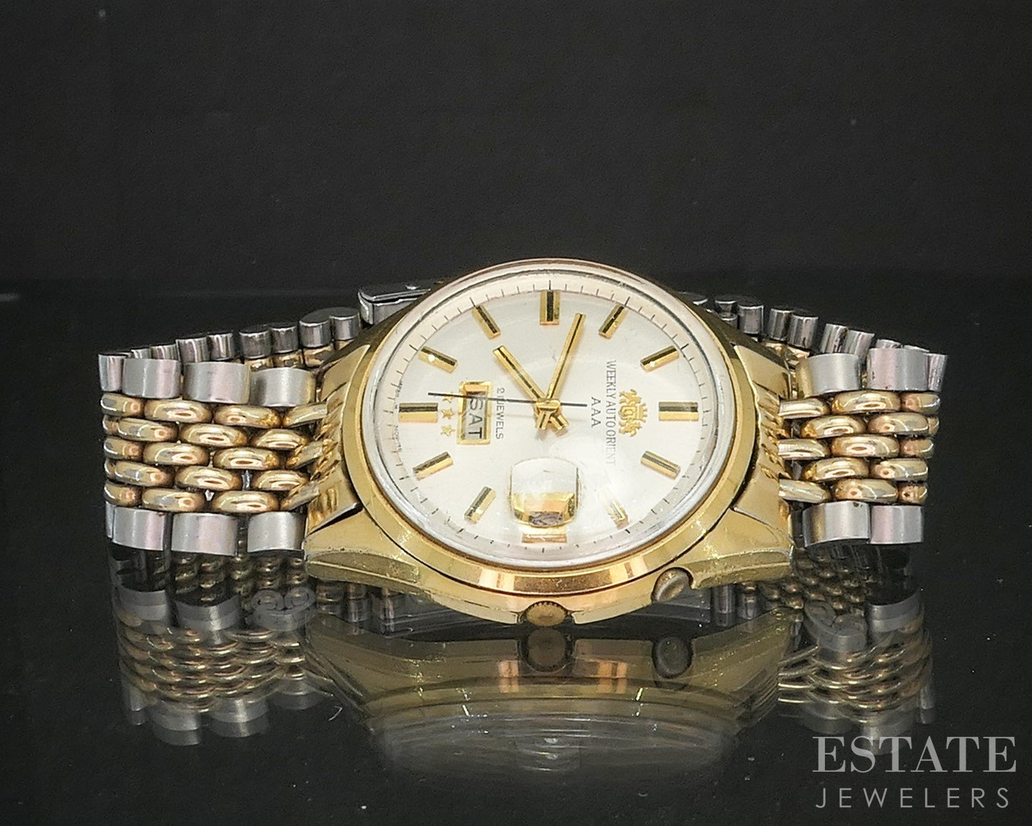 Vintage Weekly Auto Orient AAA Swimmer Day-Date Mens Watch p15047