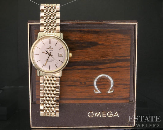 Vintage 1978 Gold Filled Omega Seamaster DeVille Quartz Bracelet Watch p15147