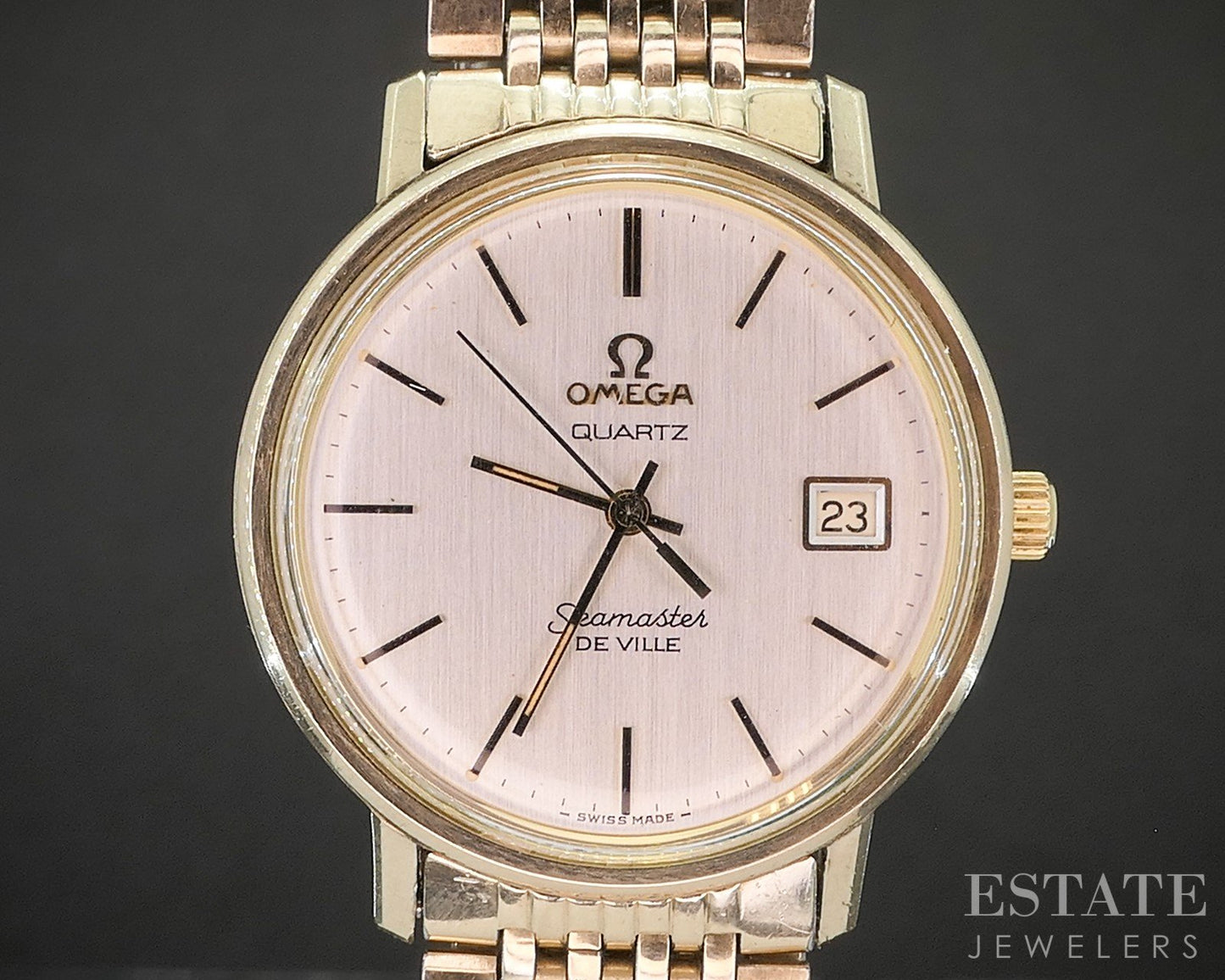 Vintage 1978 Gold Filled Omega Seamaster DeVille Quartz Bracelet Watch p15147