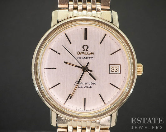 Vintage 1978 Gold Filled Omega Seamaster DeVille Quartz Bracelet Watch p15147