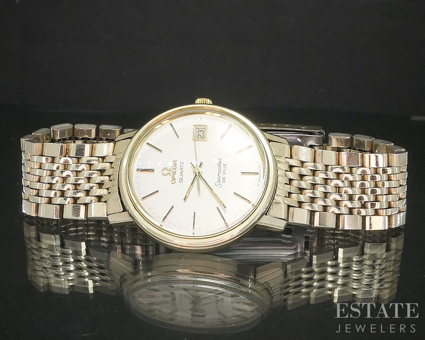 Vintage 1978 Gold Filled Omega Seamaster DeVille Quartz Bracelet Watch p15147