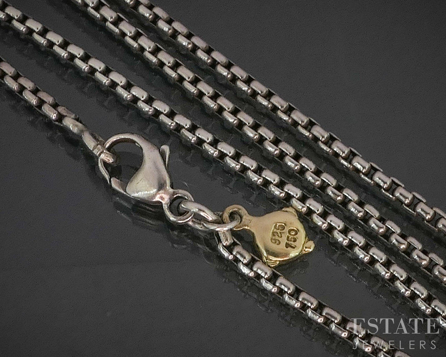 18k & Sterling David Yurman 1.5mm Rounded Box Chain Necklace 5.9g 16"L p15373