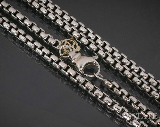 14k & Sterling David Yurman 3.5mm Rounded Box Chain Necklace 55.5g 36"L p15374
