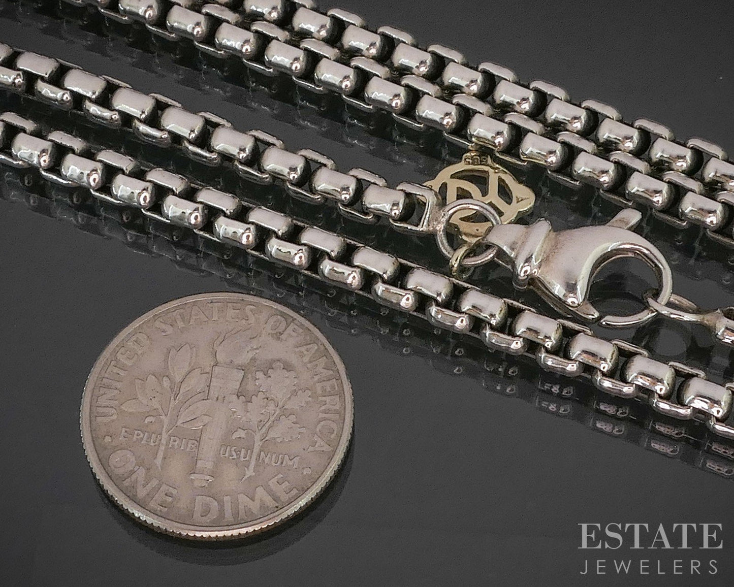 14k & Sterling David Yurman 3.5mm Rounded Box Chain Necklace 55.5g 36"L p15374