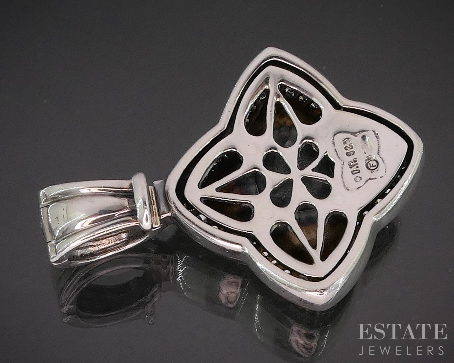 Sterling David Yurman Chalcedony & Diamond Quatrefoil Pendant 13.2g p15361