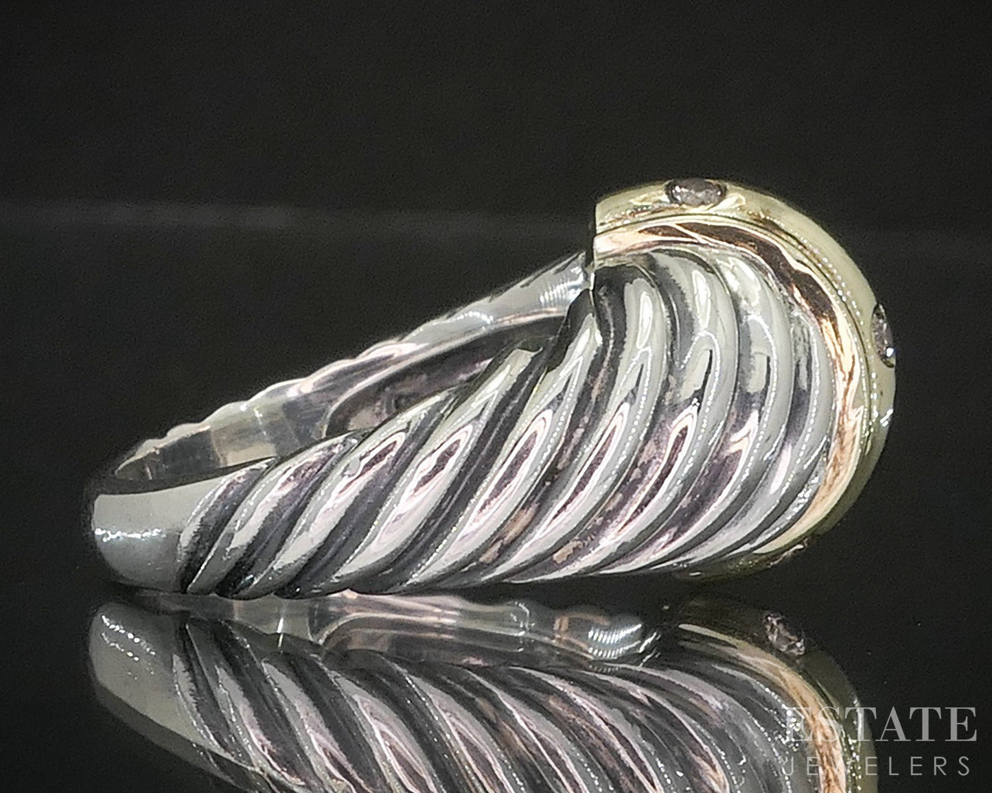 14k & Sterling David Yurman Diamond Cable Croissant Domed Ring 10.9g p15362