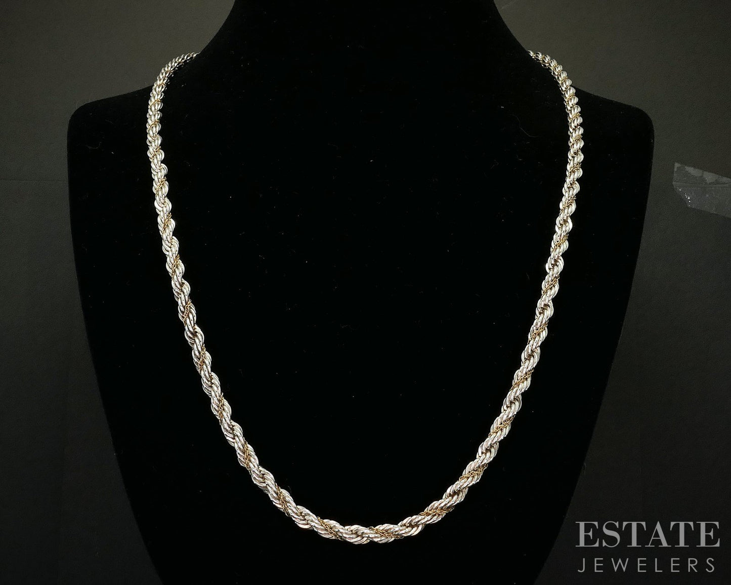 18k & Sterling Tiffany & Co. Classic Rope Chain Necklace 47g 24"L p15375
