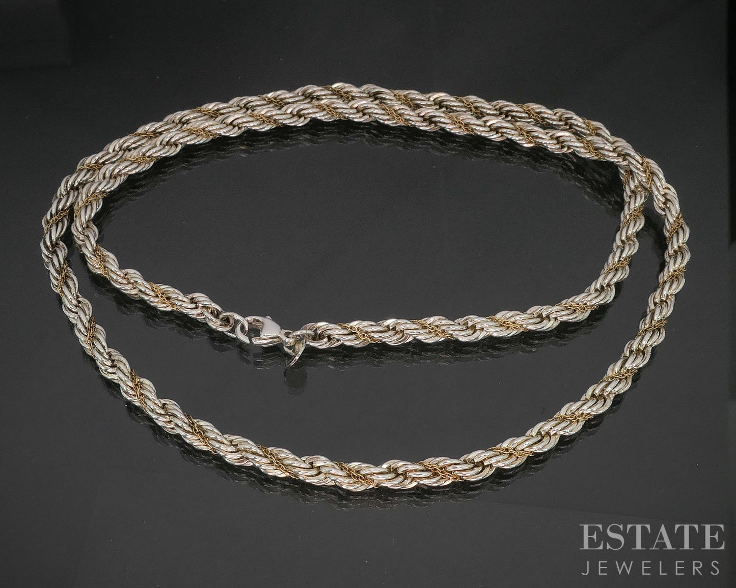 18k & Sterling Tiffany & Co. Classic Rope Chain Necklace 47g 24"L p15375