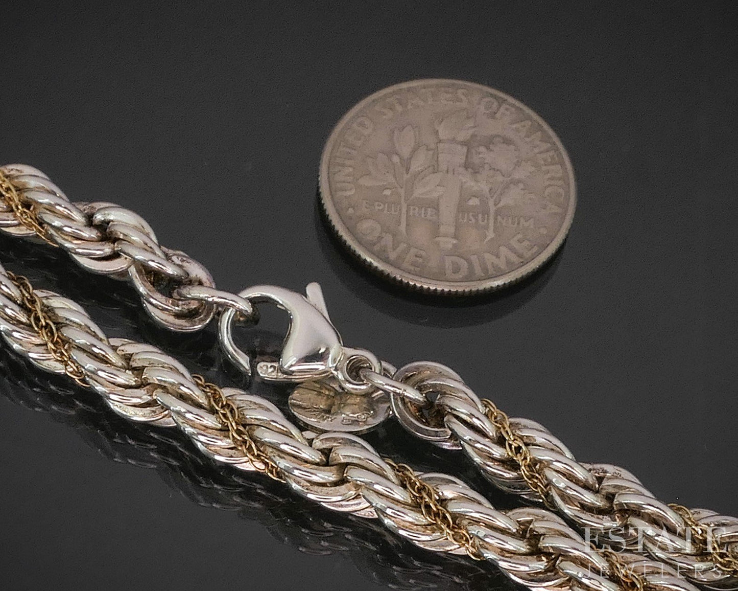 18k & Sterling Tiffany & Co. Classic Rope Chain Necklace 47g 24"L p15375