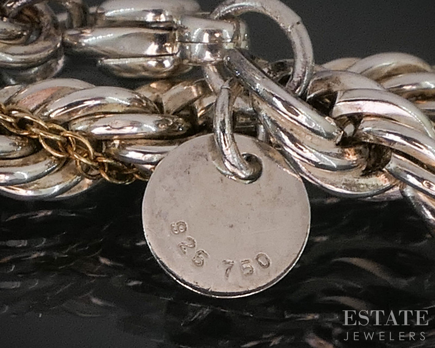 18k & Sterling Tiffany & Co. Classic Rope Chain Necklace 47g 24"L p15375