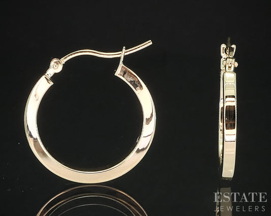 10k Yellow Gold 2mm Smooth Hoop Ladies Earrings 1.3g p15020