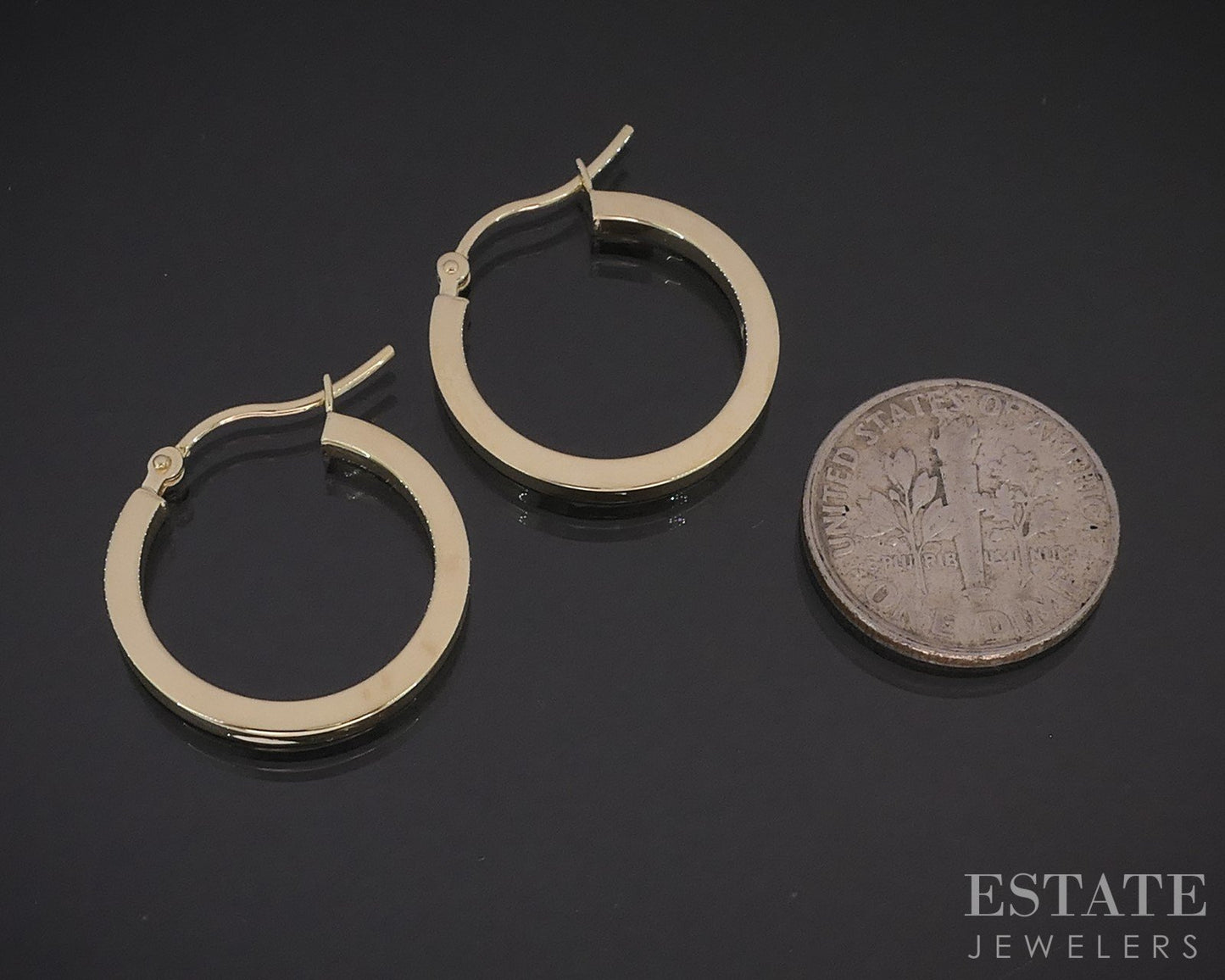 10k Yellow Gold 2mm Smooth Hoop Ladies Earrings 1.2g p83809