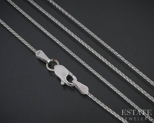 14k White Gold 0.8mm Wheat Chain Link Ladies Necklace 1.8g 20"L p78642