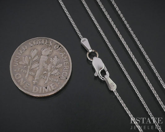 14k White Gold 0.8mm Wheat Chain Link Ladies Necklace 1.8g 20"L p78642