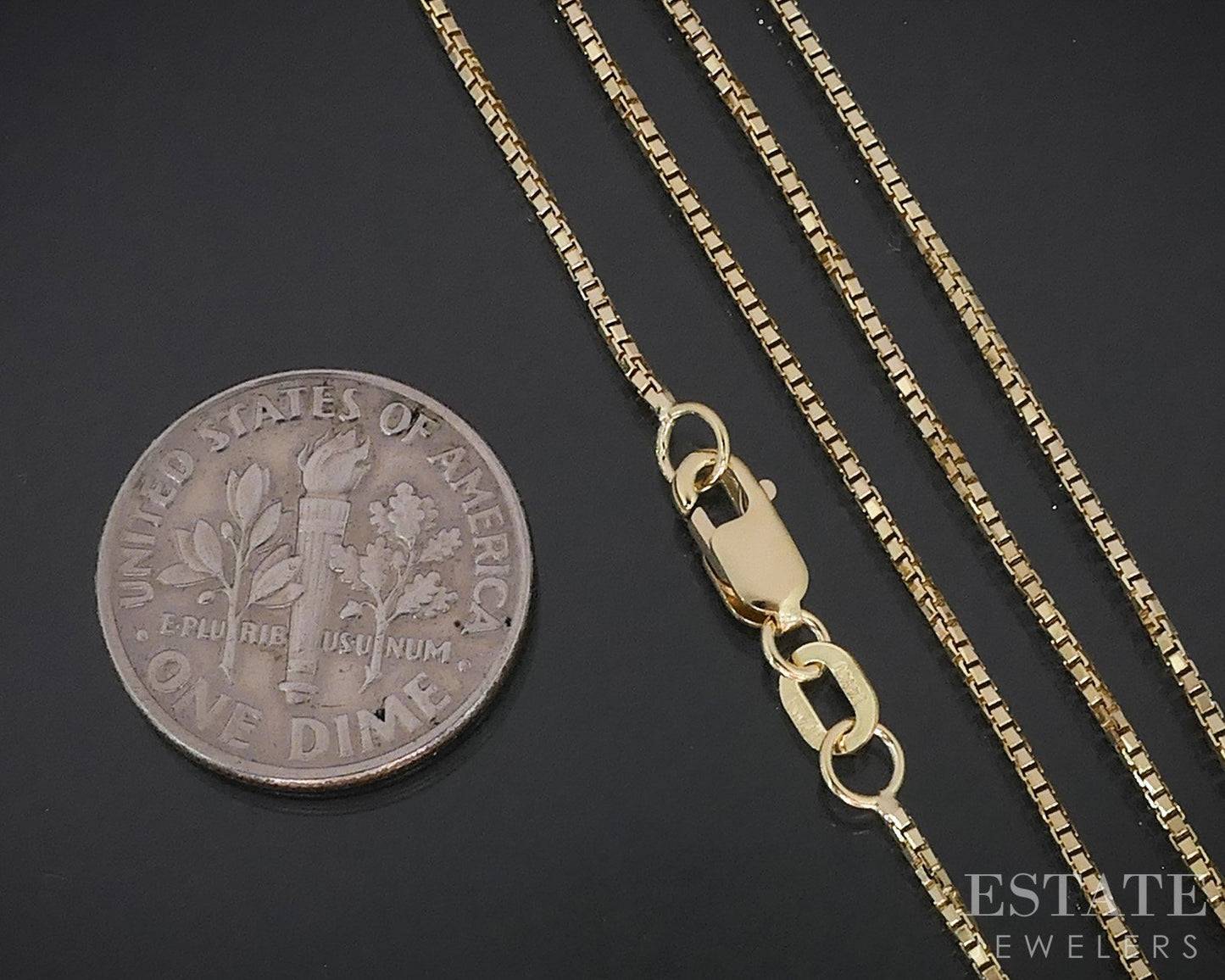 14k Yellow Gold 1mm Octagon Box Chain Link Ladies Necklace 2.5g 16"L p15023