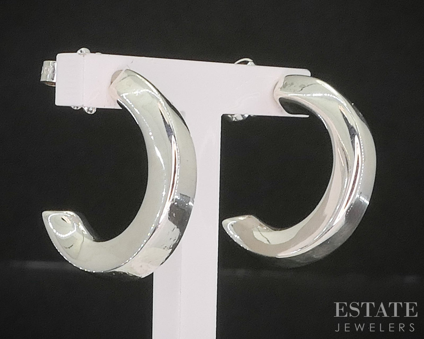 Sterling Silver Tiffany & Co. Twist Hoop Ladies Earrings 7.8g p15410