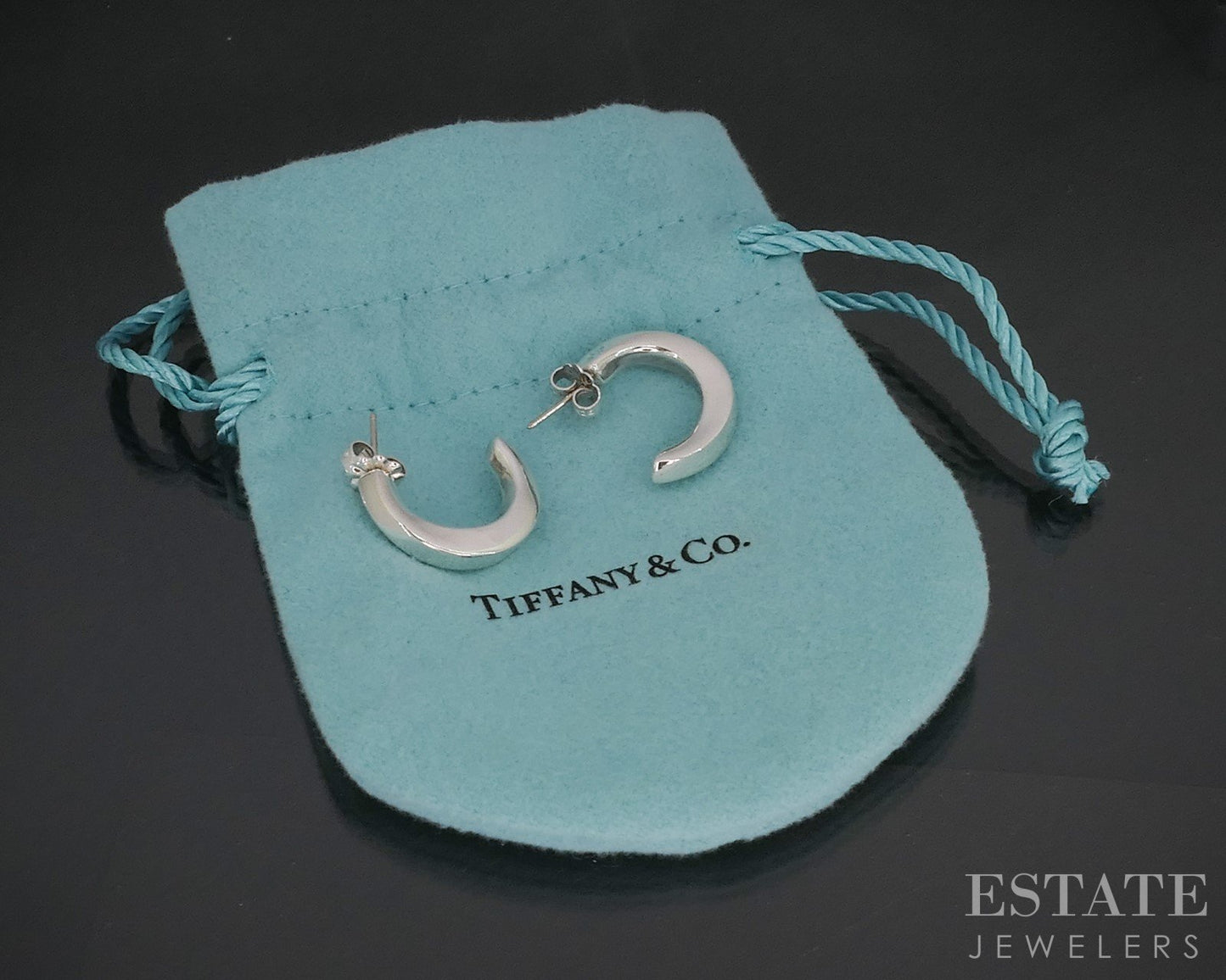 Sterling Silver Tiffany & Co. Twist Hoop Ladies Earrings 7.8g p15410