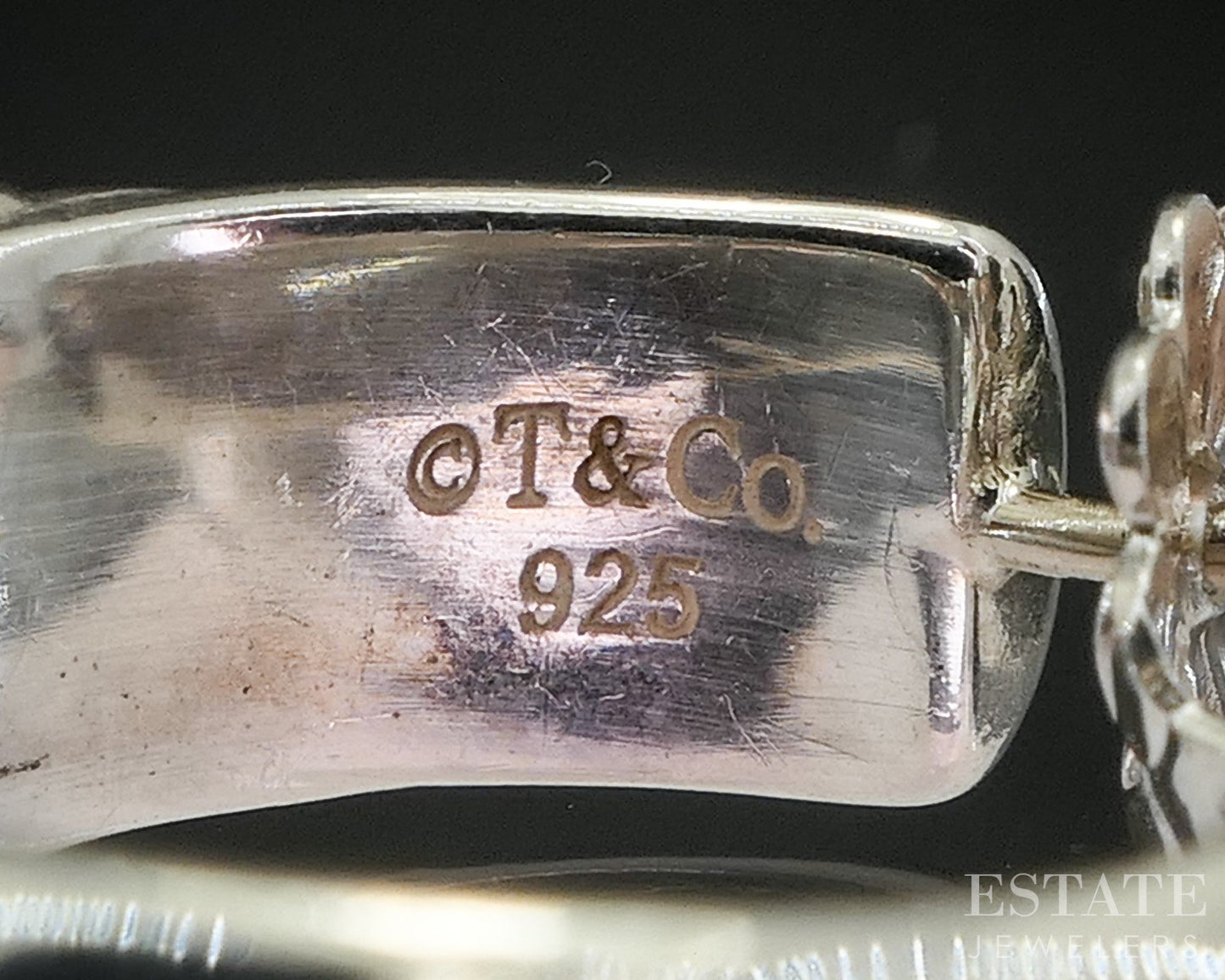 Sterling Silver Tiffany & Co. Nature Rose Hoop Ladies Earrings 7.4g p15408