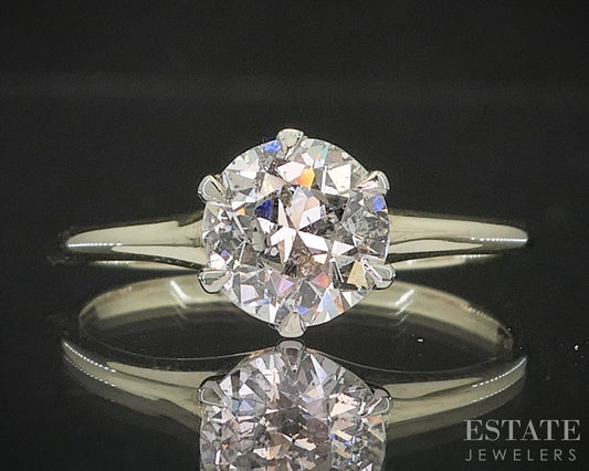 Antique 14k Yellow Gold European Natural .78ct Diamond Solitaire Ring i20480