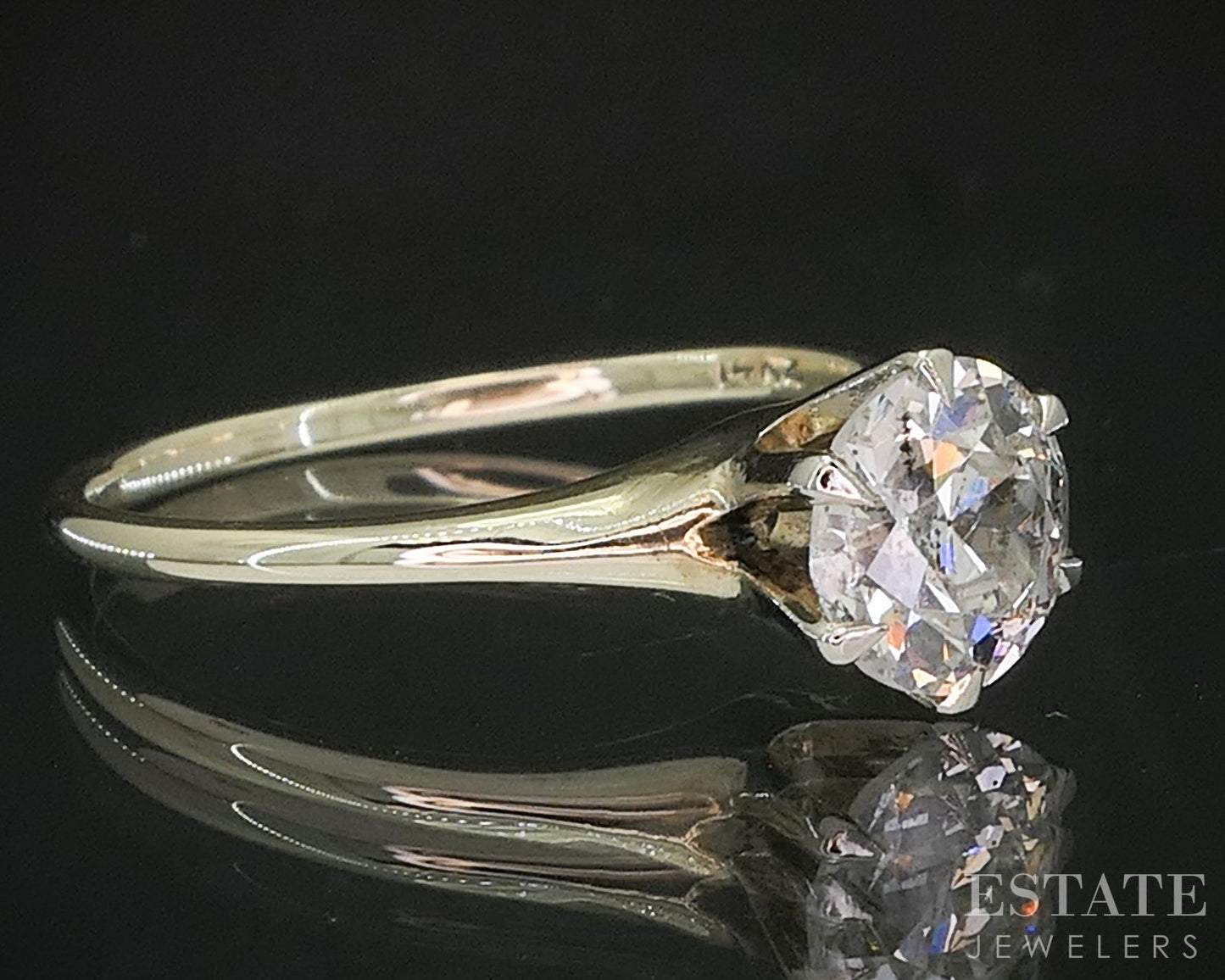 Antique 14k Yellow Gold European Natural .78ct Diamond Solitaire Ring i20480