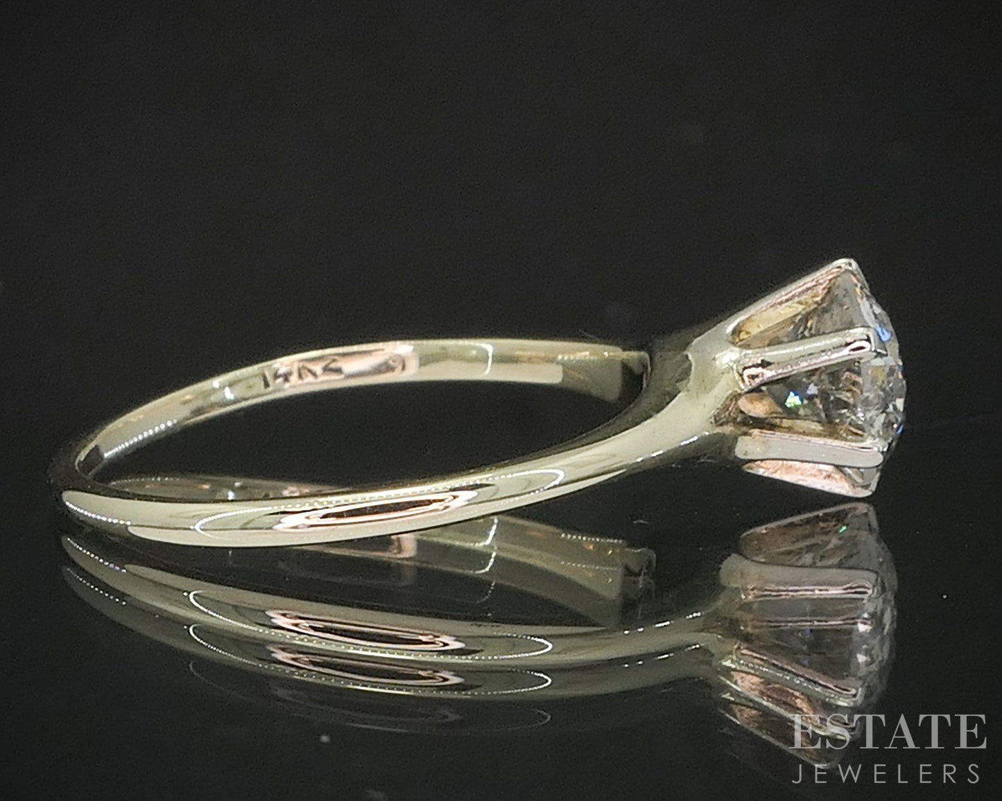 Antique 14k Yellow Gold European Natural 1.00ct Diamond Solitaire Ring p15389