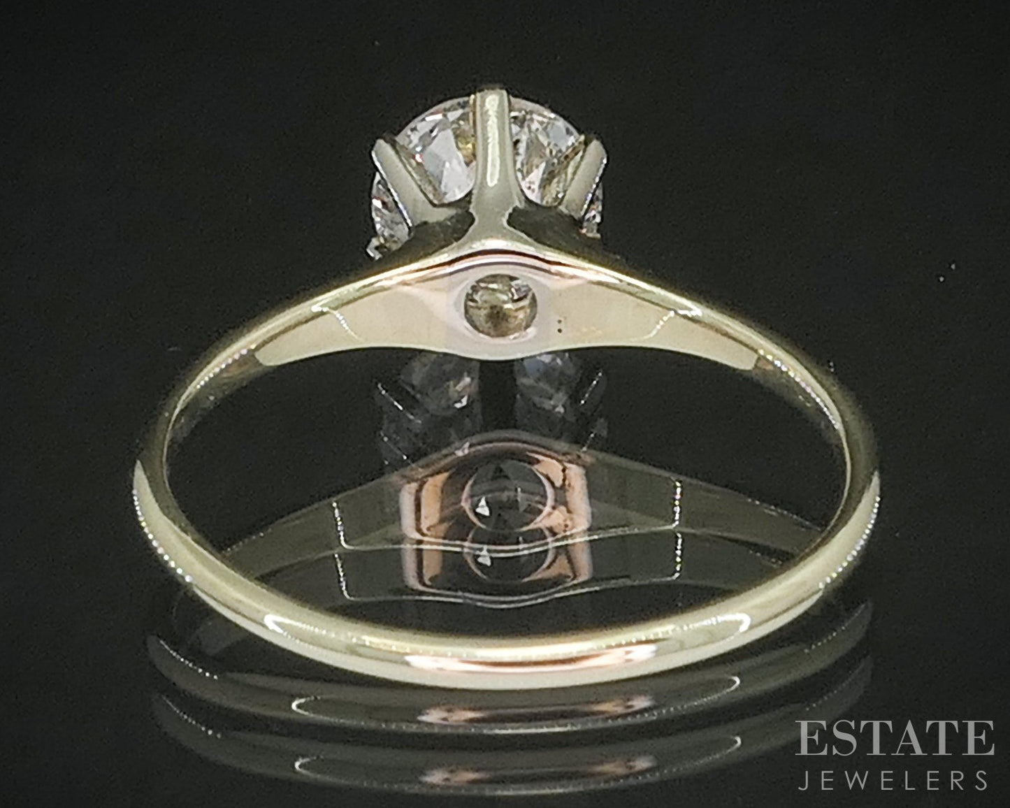 Antique 14k Yellow Gold European Natural .78ct Diamond Solitaire Ring i20480