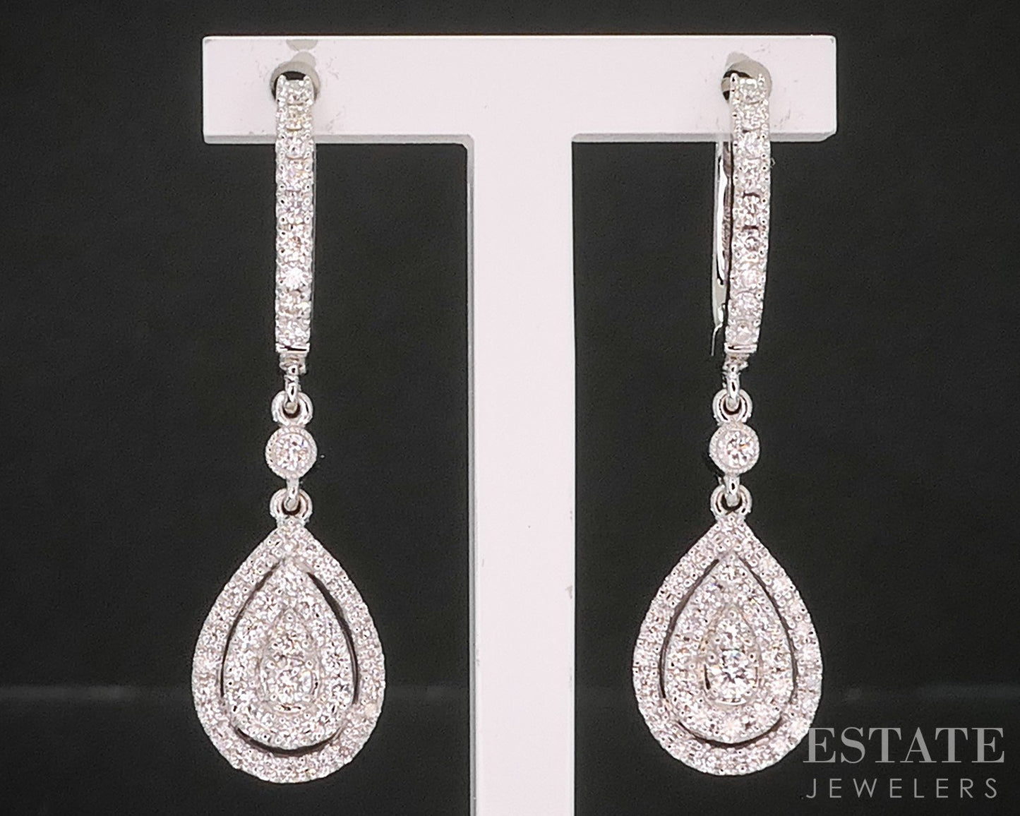 14k White Gold Natural .75ctw Diamond Neil Lane Teardrop Earrings 5.7g p15386