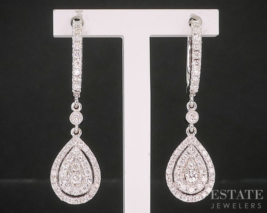 14k White Gold Natural .75ctw Diamond Neil Lane Teardrop Earrings 5.7g p15386