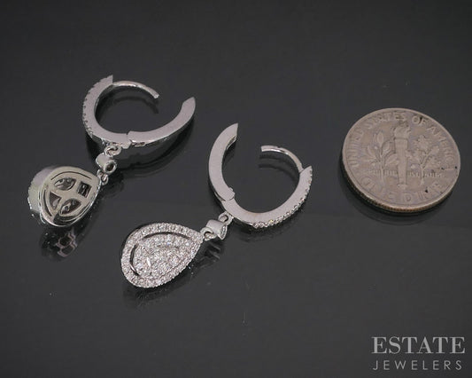 14k White Gold Natural .75ctw Diamond Neil Lane Teardrop Earrings 5.7g p15386