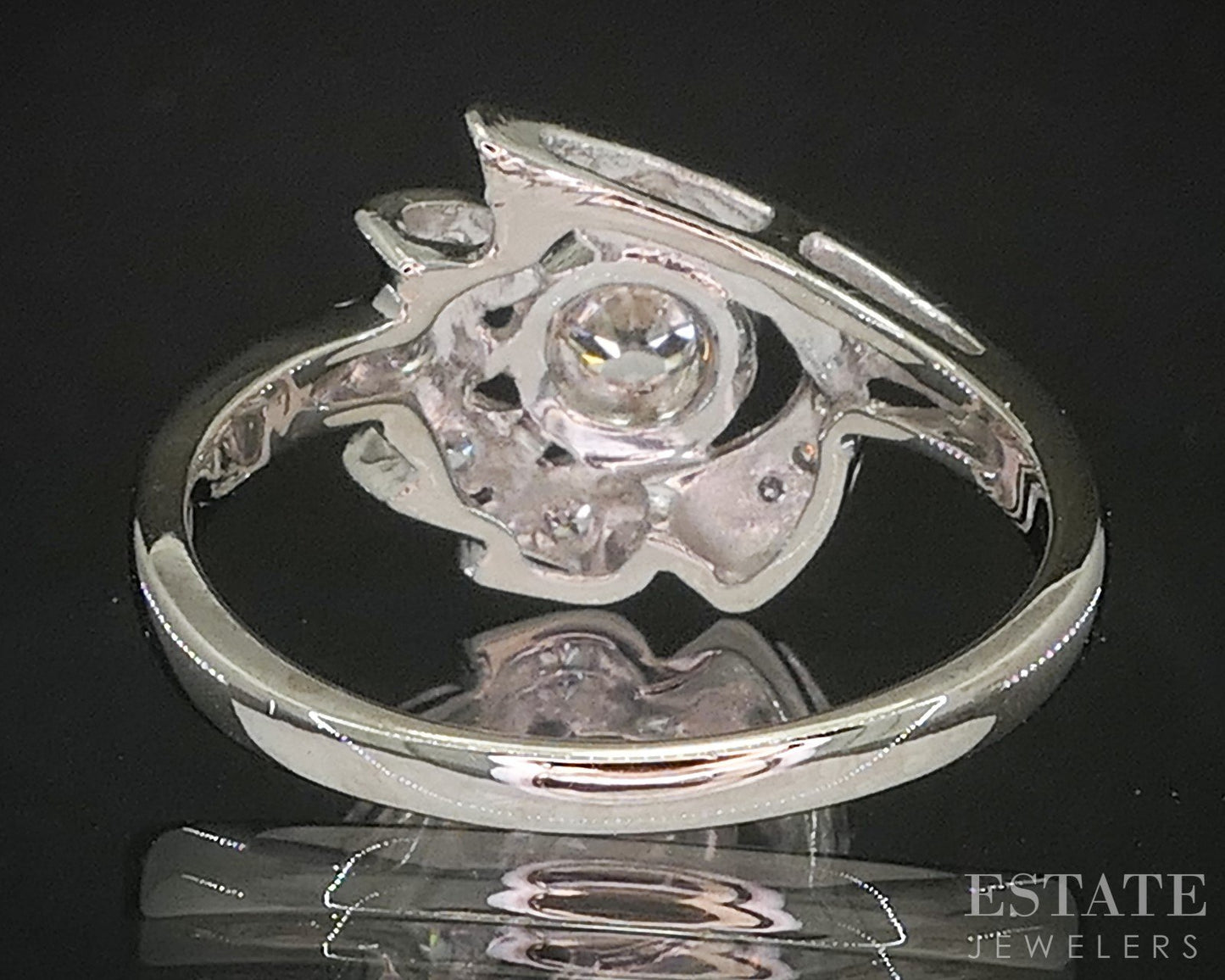 Antique 14k White Gold Natural .47ctw Diamond Engagement Ring 3.4g p15385