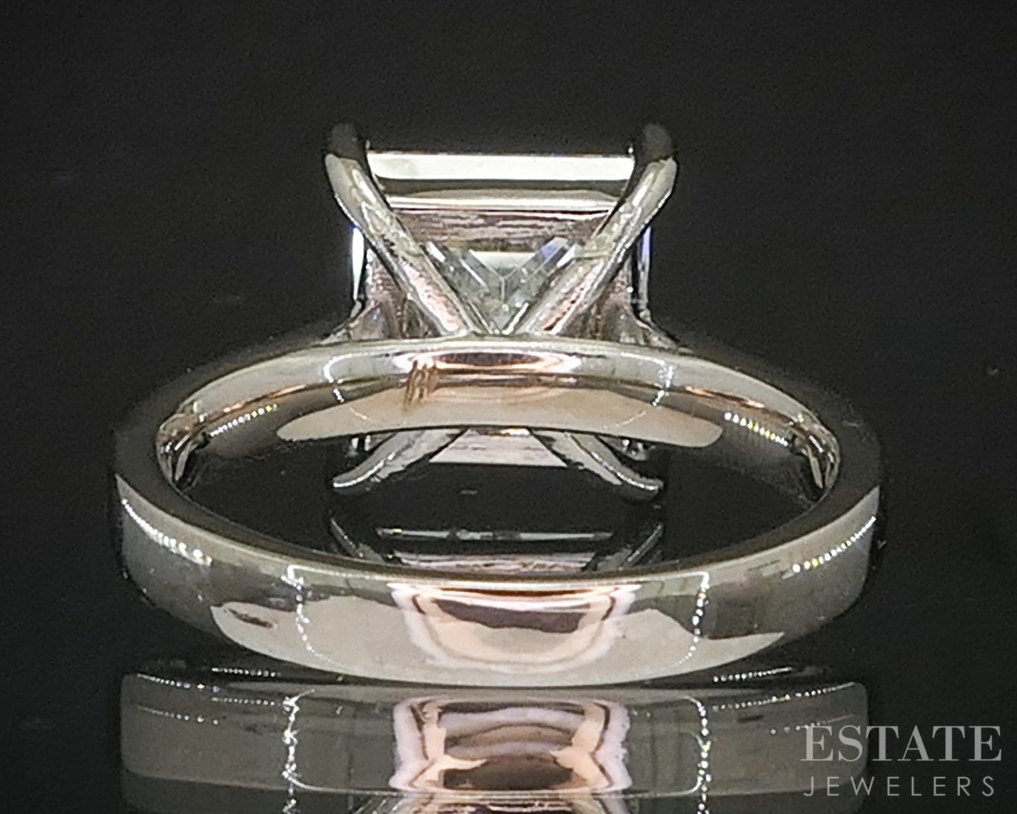 14k White Gold Princess Natural 4ct Diamond Solitaire Ring 5.8g p15383