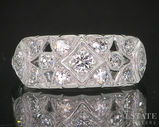 Antique Art Deco Platinum Natural .41ctw Diamond Ladies Band Ring 4.4g p15382