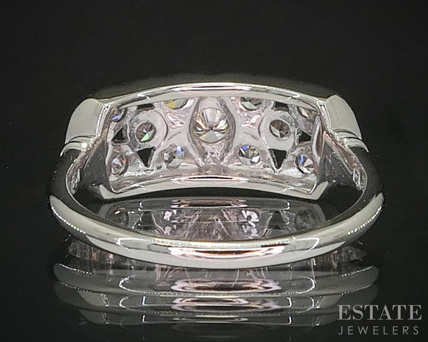 Antique Art Deco Platinum Natural .41ctw Diamond Ladies Band Ring 4.4g p15382